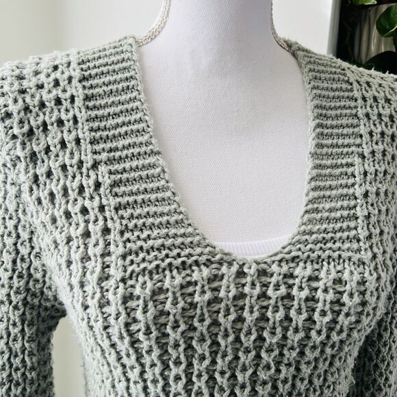 AP Adyson Parker Gray Chunky Knit Extra Long Sleeve Cozy Sweater - Medium - Picture 2 of 9